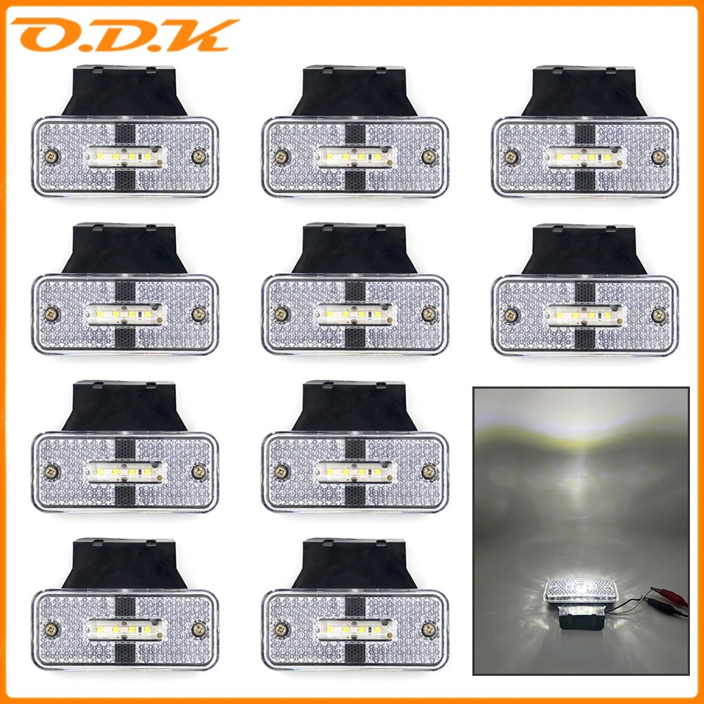 10pcs 12V 24V White Truck LED Side Marker Light Turn Signal Warning light Taillight Clearance Light For Car Trailer Lorry Pickup