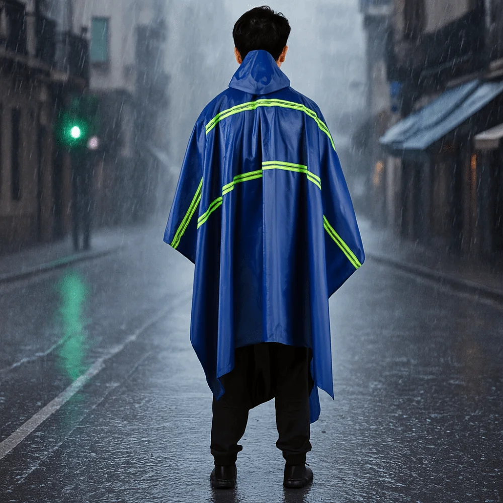 

Durable 3 in 1 Cycling Rain Poncho Waterproof Portable Riding Raincoat Hooded Front Pocket Rain Cape Cloak Climbing