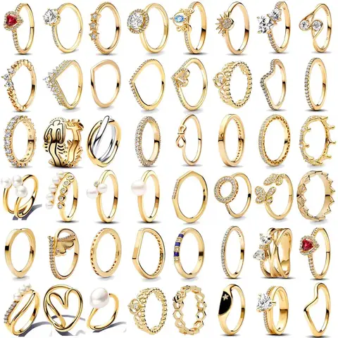 14K 골드 도금 925 실버 반지 지르콘 스파클링 더블 밴드 하트 손가락 반지 인피니티 매듭 반지 여성 선물 PandKK 파인 쥬얼리