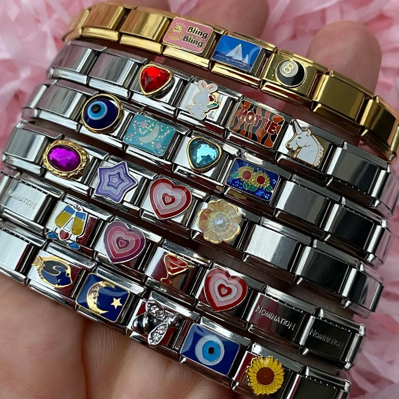 Fashion 2025 Eye Moon Star Heart Car Charm Italy Link for 9mm Stainless Steel Bracelet Making DIY Jewelry Accessory