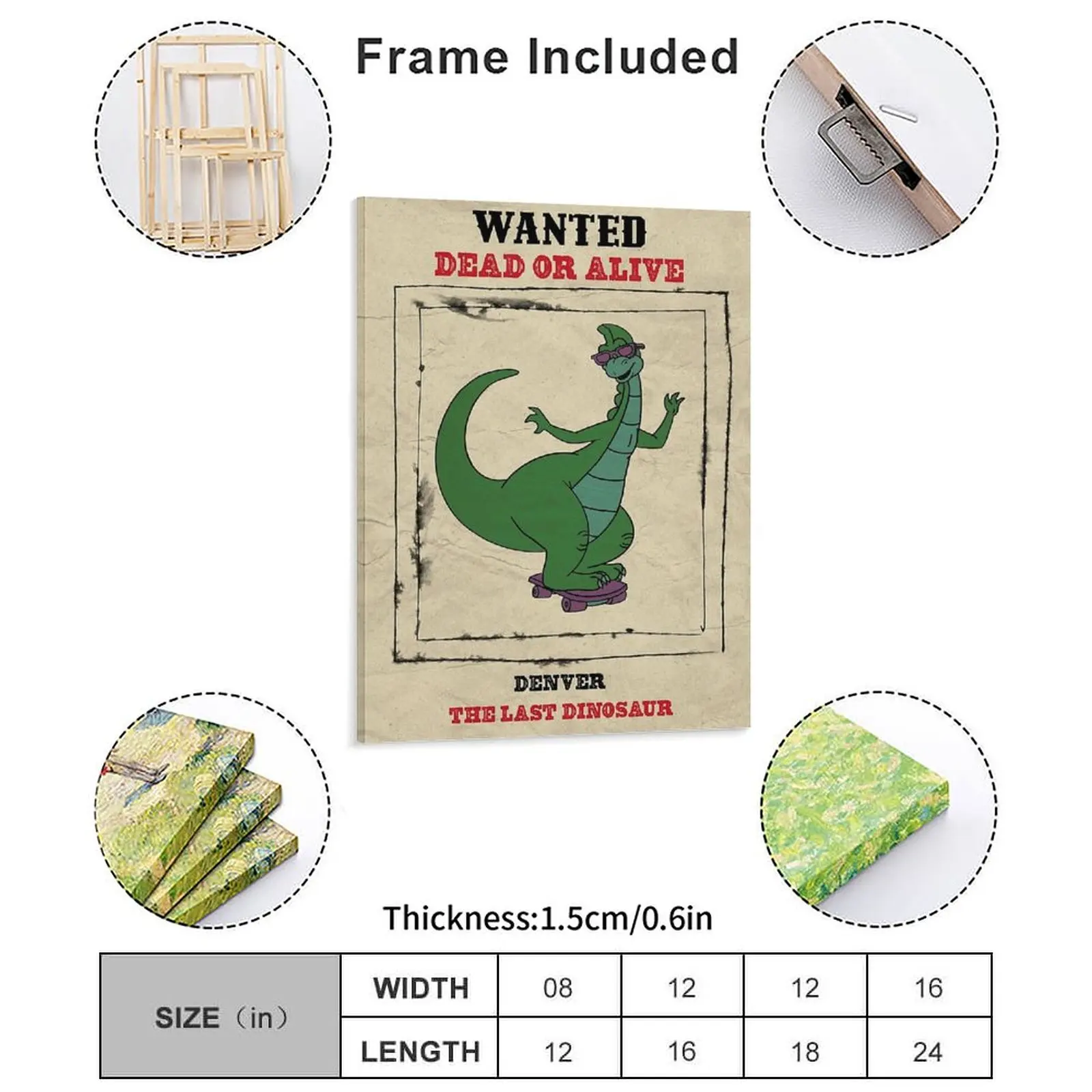 Wanted Denver The Last Dinosaur Poster Funny Buffy The Mayor Demon Snake Wanted Canvas Painting Cave Framed Wall Paintings