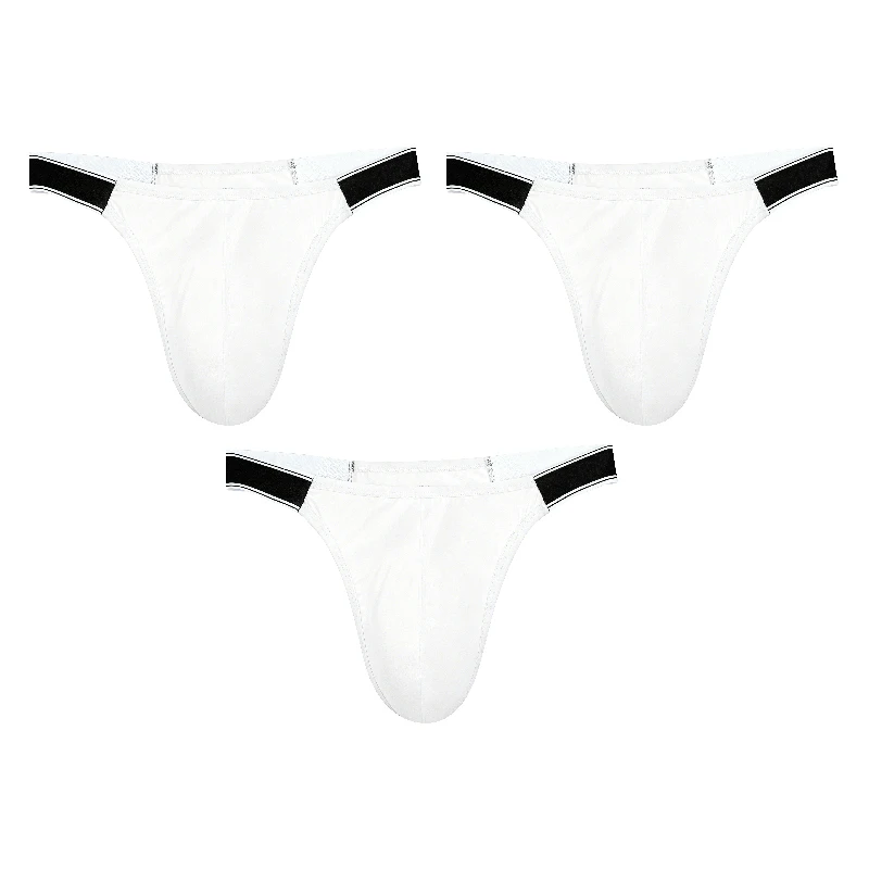 3pcsMen's low waisted solid color tight and sexy T underwear, ice silk smooth exposed buttocks thong, breathable T pants, sports