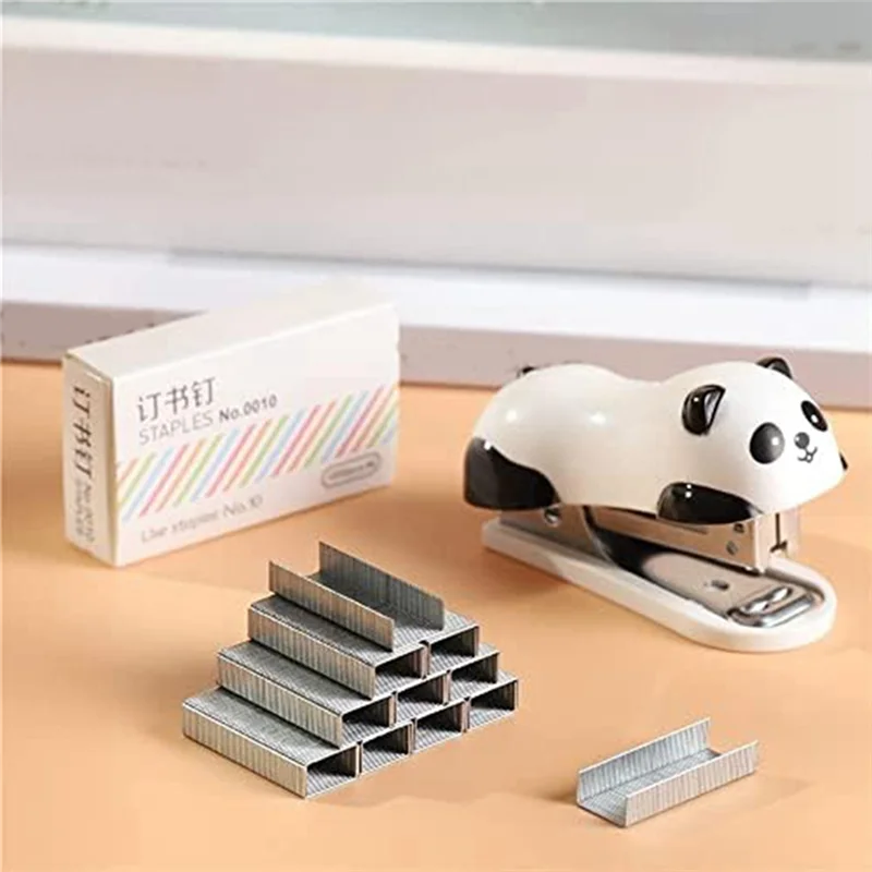 4 ชิ้น Panda Desktop Stapler Stapler สําหรับ 12 แผ่น, เครื่องเย็บกระดาษ 4000 ชิ้นเบอร์ 10 Staple & Built-In Staple Remover