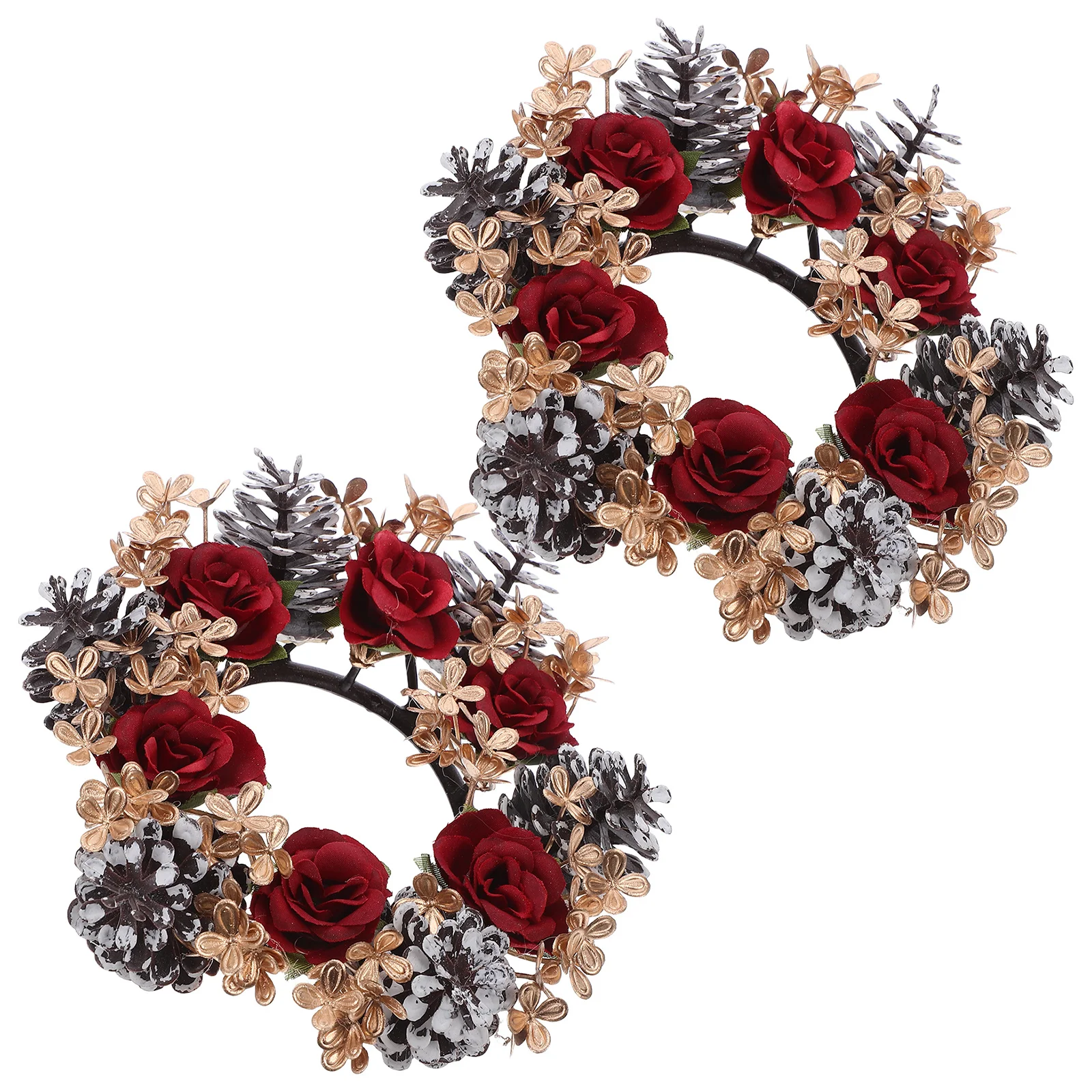 

2Pcs Christmas Wreath 8Cm Inner Diameter Festive Table Centerpiece Decor Sturdy Plastic Holiday Ring for Dining