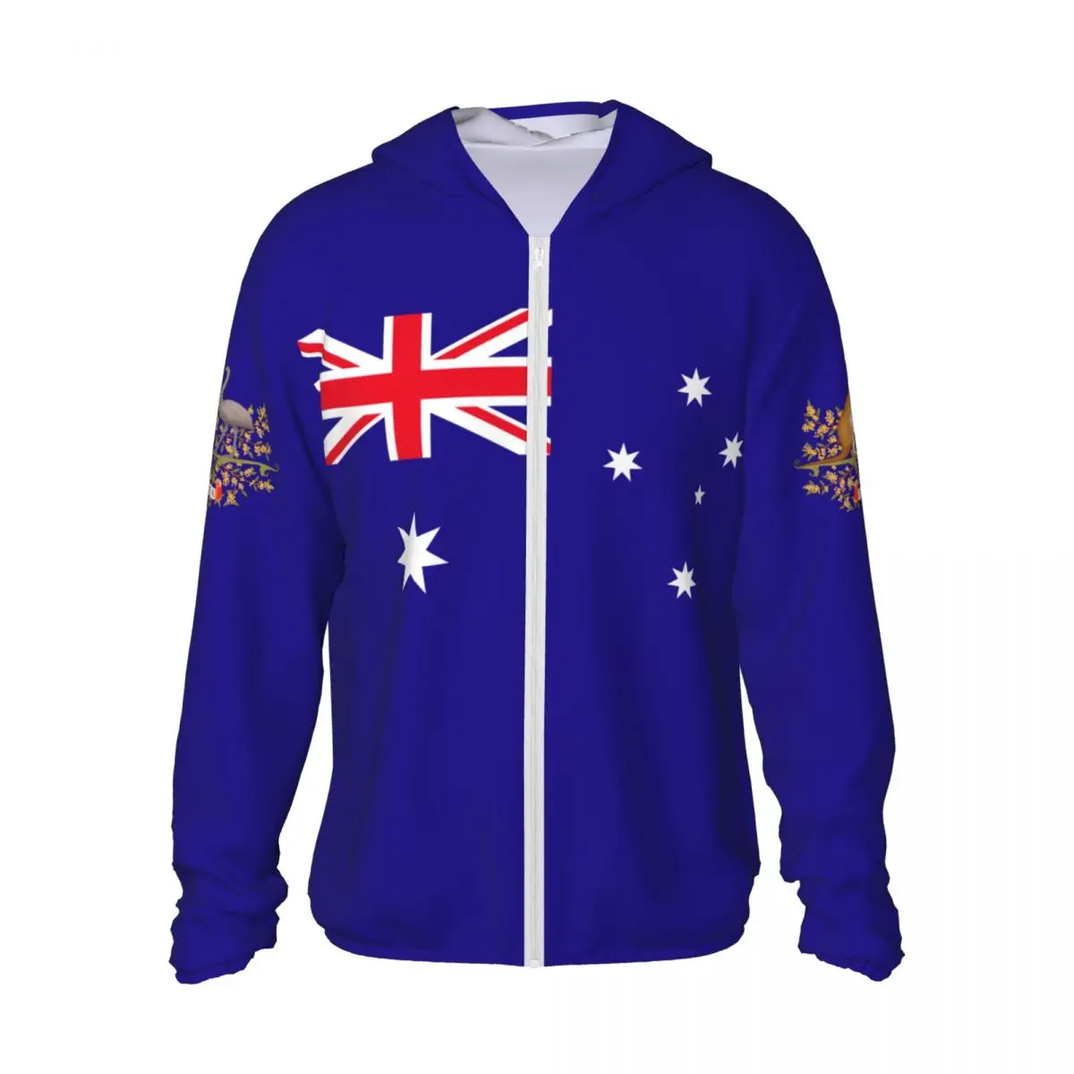 Australia Flag Polyester Hoodie Sunscreen Sun Protection Fishing Running Clothes Quick Dry Performance Long Sleeve With Zipper