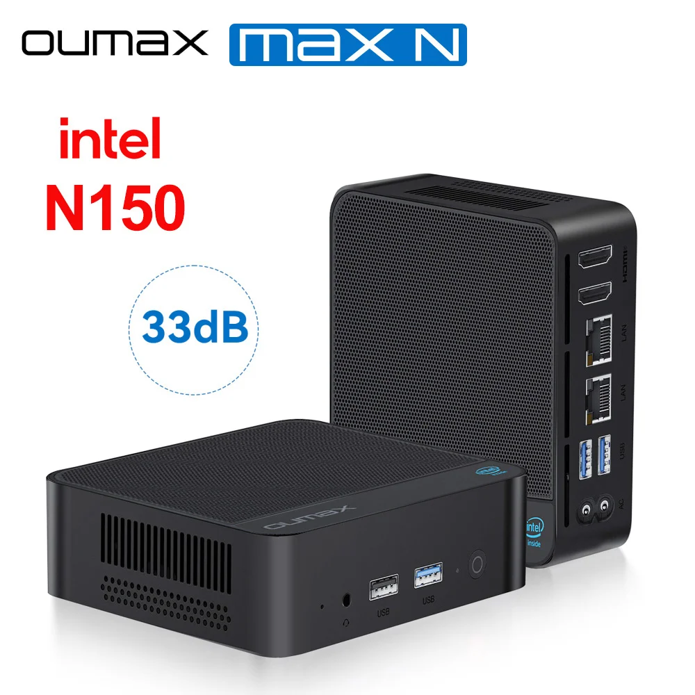 2024 OUMAX Intel Twin Lake N150 16 ГБ 500 ГБ Мини-ПК Тихий WIFI 5 Dual 1000M LAN WDesktop Computer VS Mini S12 Pro N100 T8 Plus