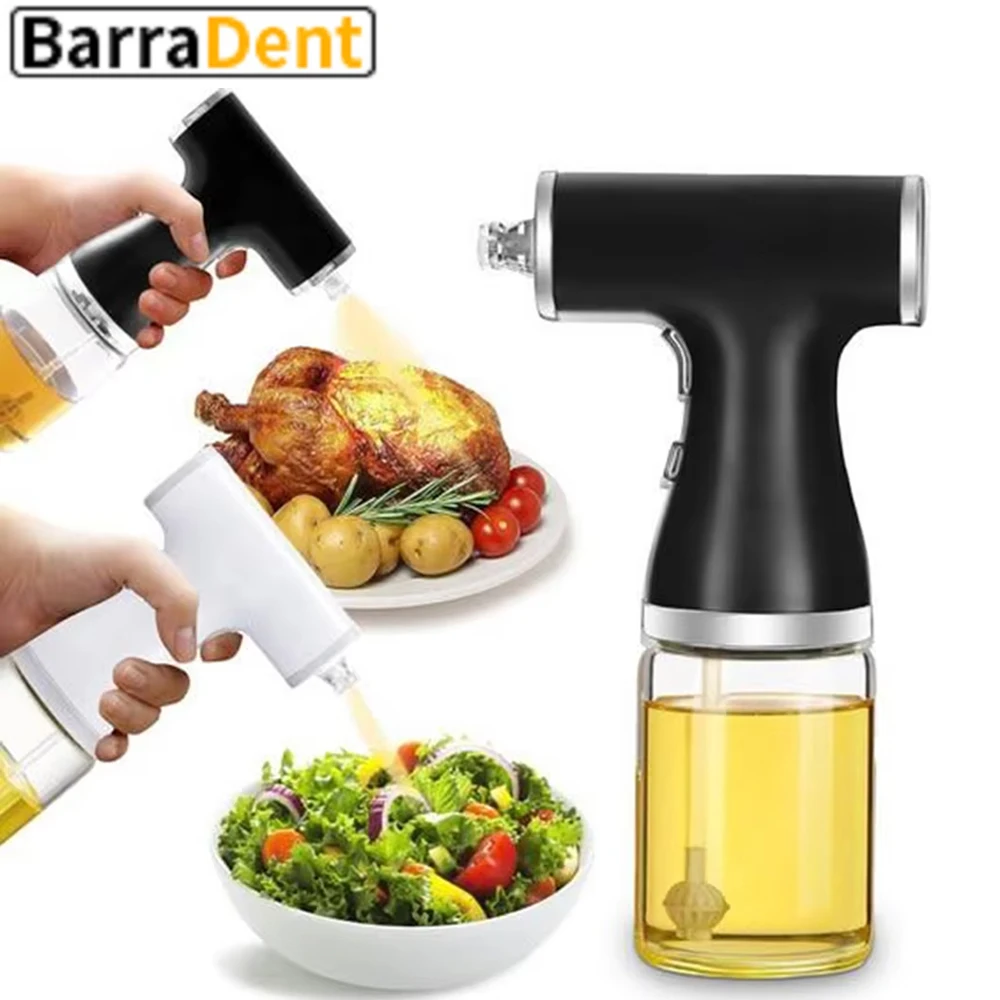2 in 1 Electric Oil Sprayer Dispenser Olive Oil Misting Spray Stream Jet 260ml Glass Bottle for Cooking Baking BBQ Rechargeable