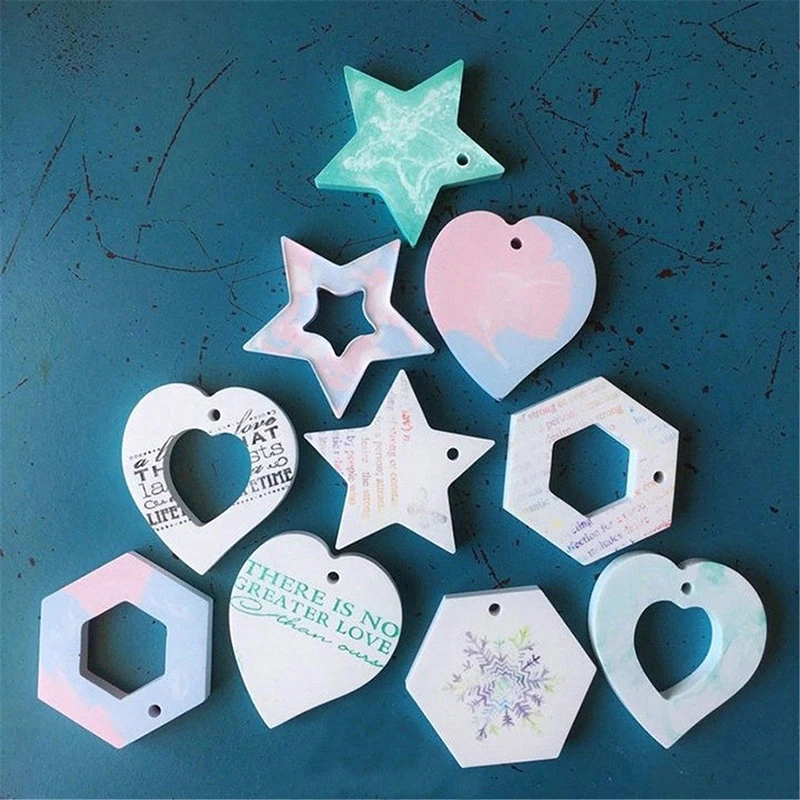 DIY Silicone Molds Candles Aroma Wax Tablets Mould Car Pendant Decoration Single Hole Pentagram Hexagon Heart Star Silicone Mold