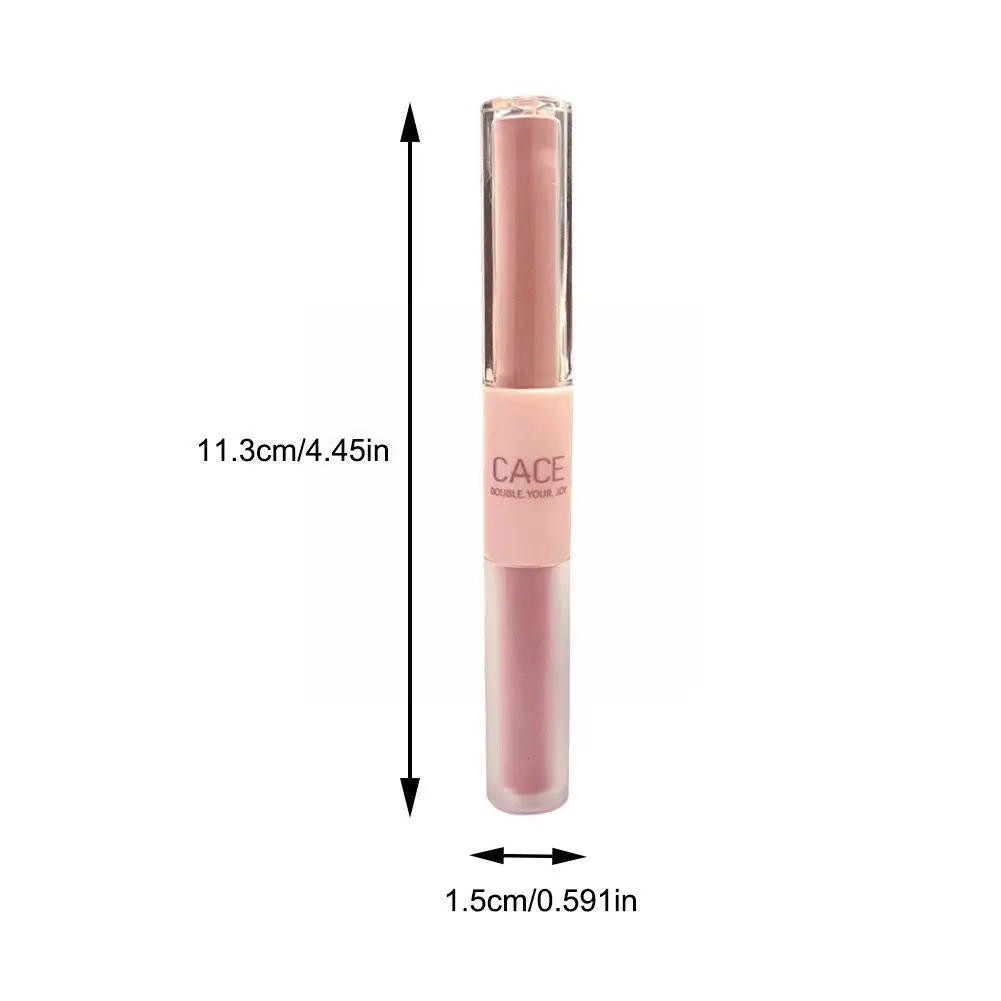 Double Ended Lip Gloss Batom, Espelho Translúcido, Estudantes Lip Lipstick, Cosméticos Matte Coreano, Esmalte Luz Água, M3L9, 1Pc