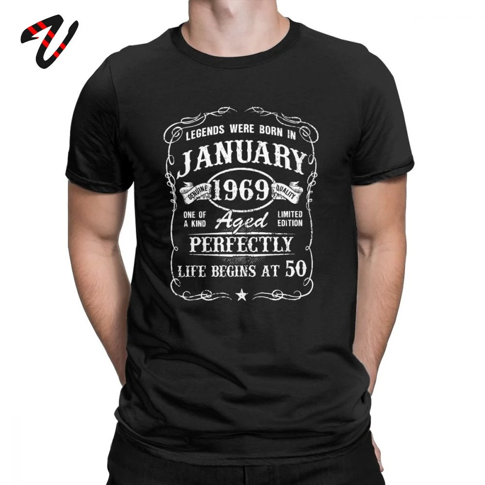 Men's T Shirt 100% Cotton T-Shirt Born In January 1969 50 Years Old 50th Birthday Gift Retro Clothes Original Tee Plus Size