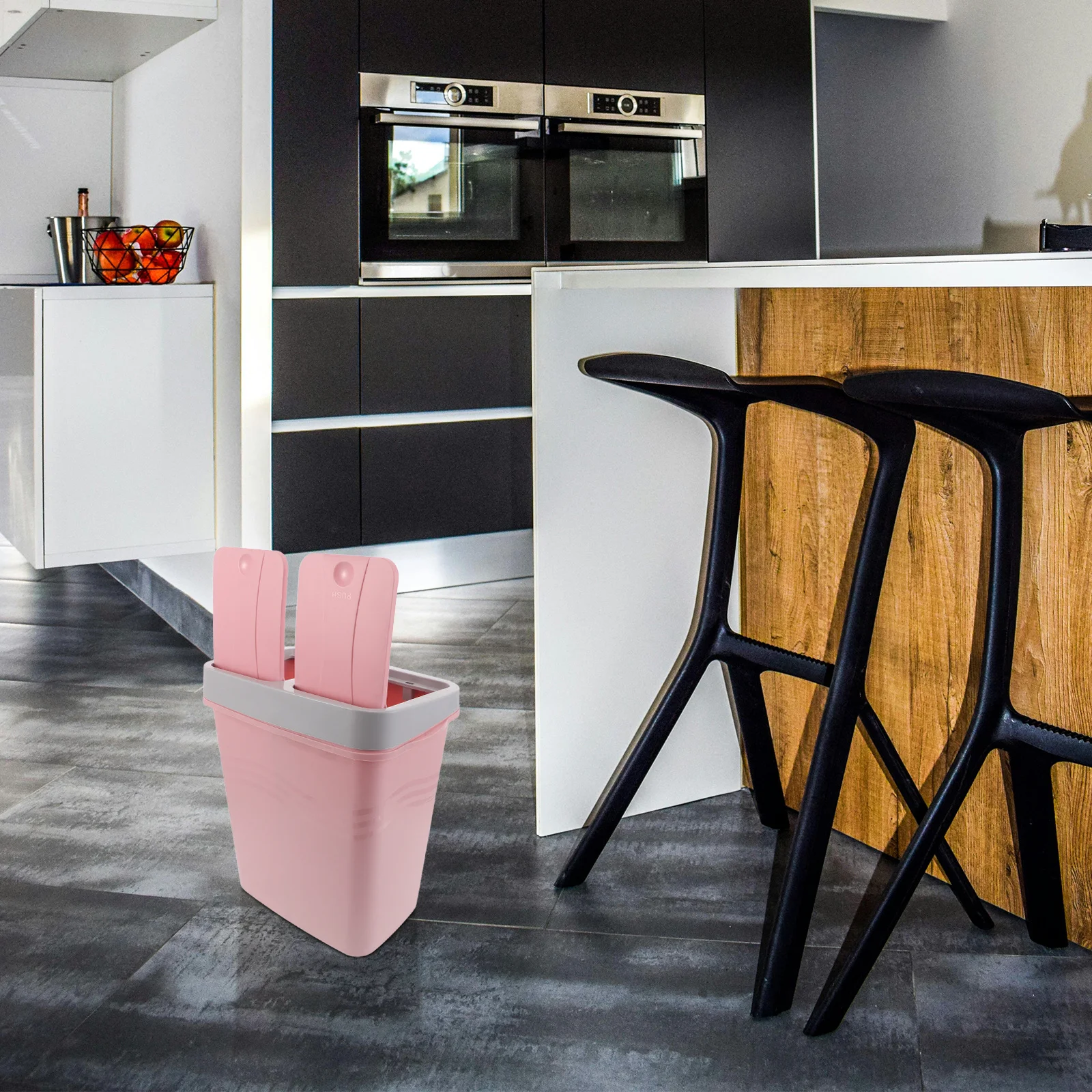 

Double Garbage Can with Lid - 2 Compartment Kitchen Trash Bin for Efficient Waste Separation - Space Saving Recycling Container