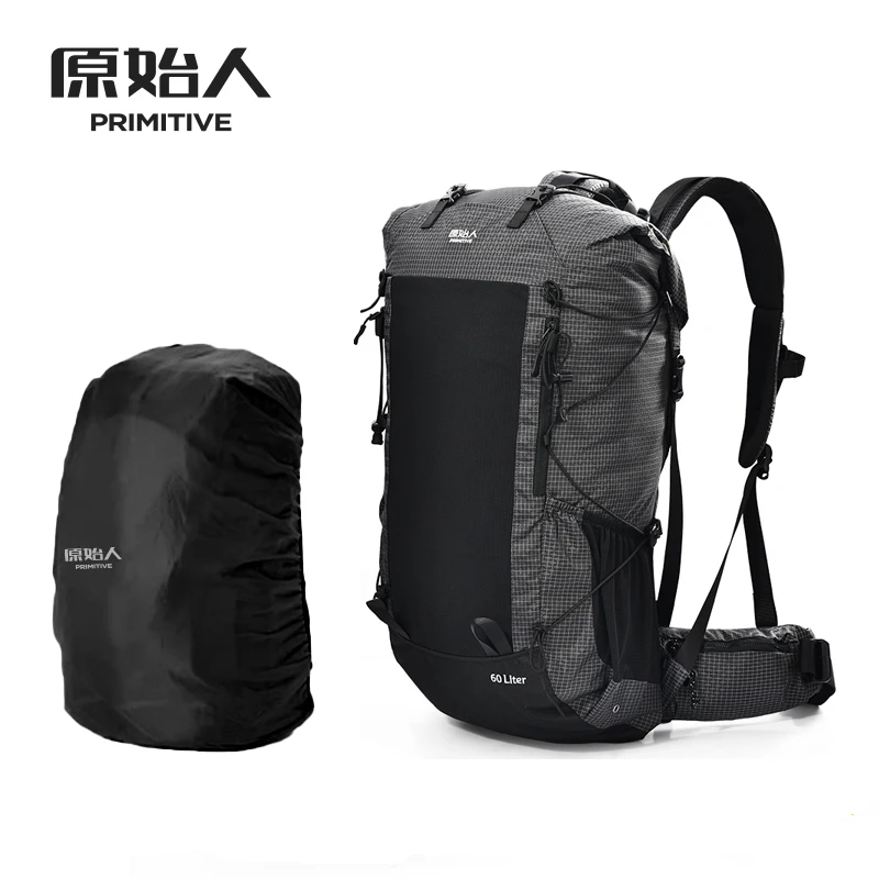 

PRIMITIVE Hiking Backpack Outdoor Sports Bag 60+5L Large Capacity Ergonomic Design Backpack Camping Travel Waterproof Bagpack