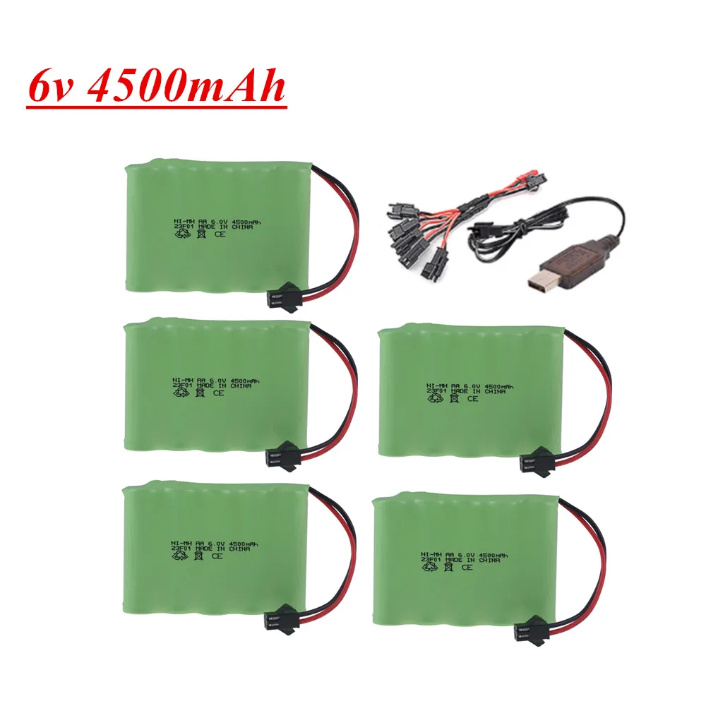 Никель-металлогидридная аккумуляторная батарея 6 В 4500 мАч для радиоуправляемых игрушек автомобилей танков роботов лодок пистолетов AA 6 в перезаряжаемая батарея никель-металлогидридный аккумулятор 5 * AA