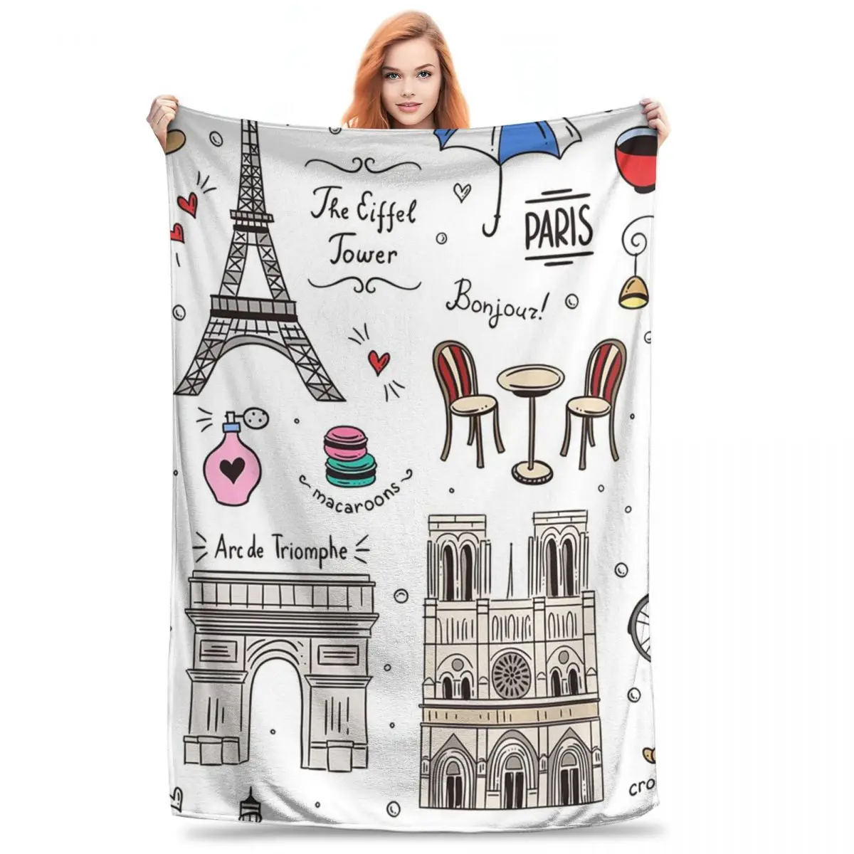 Paris Pattern Colors Blanket Fleece Portable Sofa Throw Blankets For Home Bedroom Travel Throws Bedspread Quilt