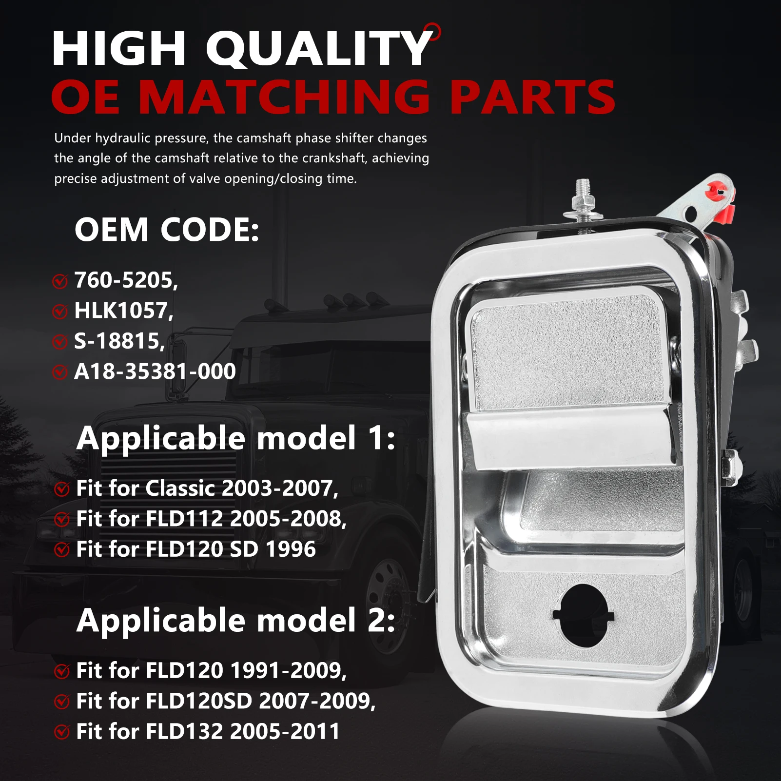 

Chrome Front Exterior Door Handle Fit for Classic FLD112 FLD120 FLD132,Front Driver Side 760-5205 HLK1057 S-18815 A18-35381-000