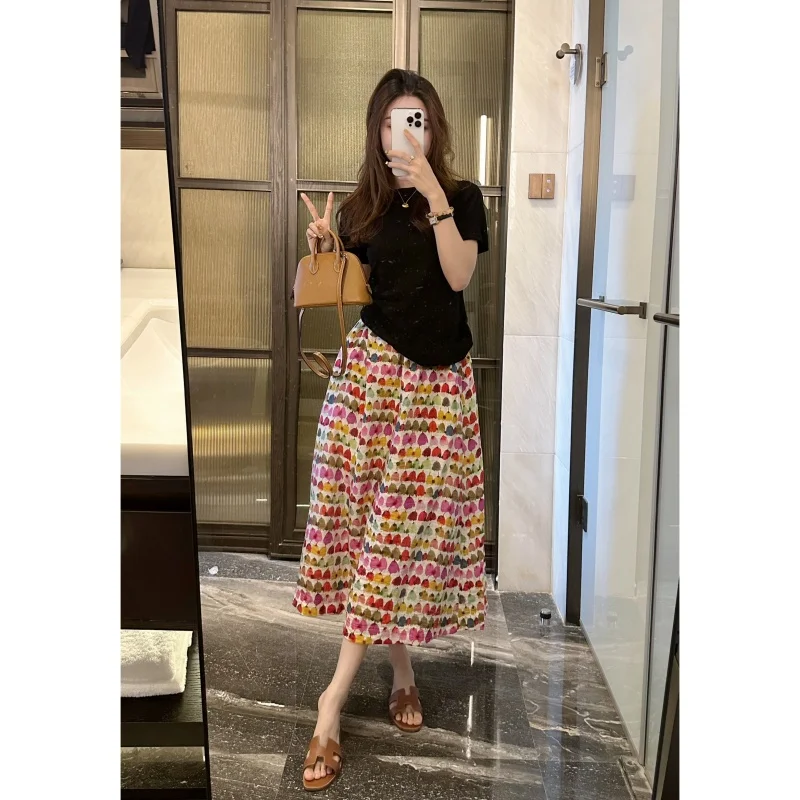 

Юбка с цветочным дизайном, высококачественная, модная, универсальная, летняя, CQ202575, женская, премиум-класса