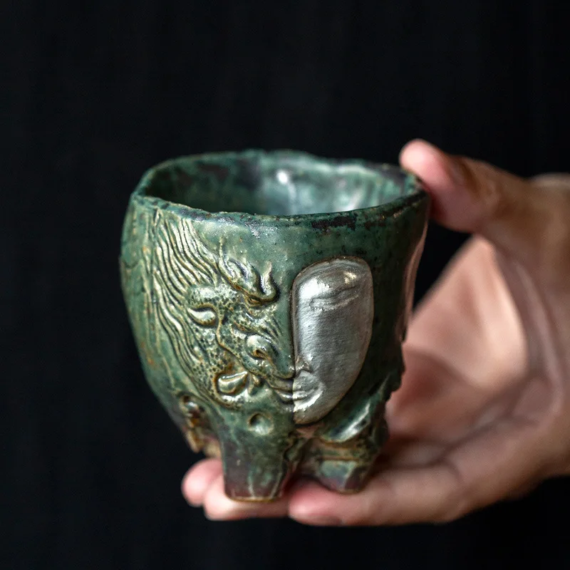 Handmade Huancai Glaze Master Tea Tasting Cup, Dunhuang Cultural Creative Ceramic Teacup, Exquisite Gift Box Packed