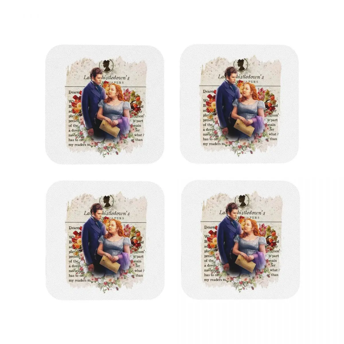 Whistledown Society Papers Netflix Coasters Kitchen Placemats Insulation Cup Coffee Mats For Decor Home Tableware Pads Set of 4