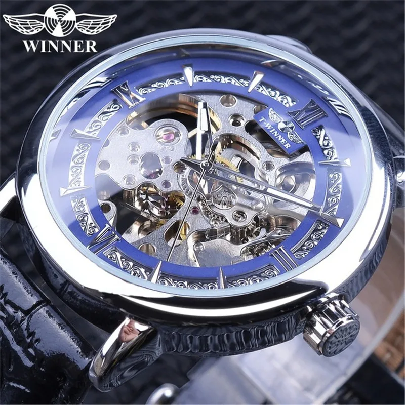 Free Shipping OUTLETSwinner European American Style Men's Fashion Casual Hollow Movement Automatic Mechanical Watch