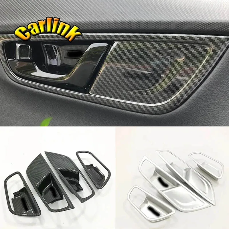 

For Hyundai Kona Encino Kauai 2017 2018 2019 ABS carbon/Matte Car Inner Door Handle Bowl Decorative Frame Interior Accessories