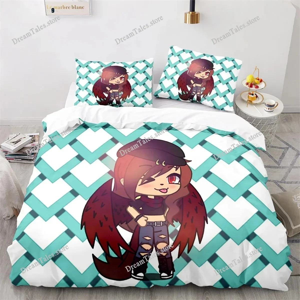 

3D Printed Anime Gacha Life Academia Bedding Set Duvet Cover Bedroom Comforter Single Twin King _Size Quilt Cover Home Textiles7