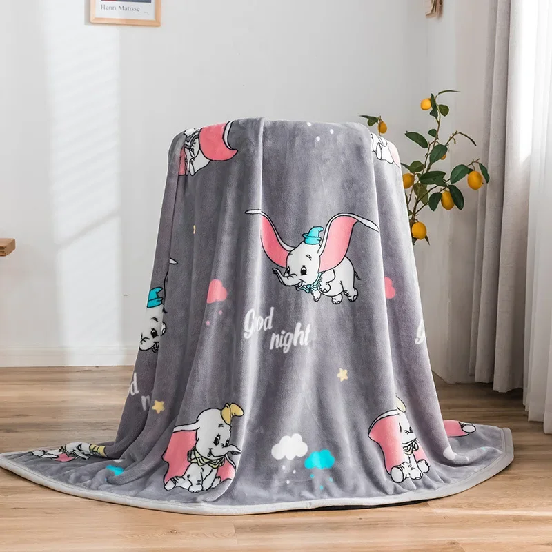 Hot Sale Gray Dumbo Elephant Blanket Super Soft Flannel Flatsheet Sleeping Covers for Baby Children's Bedspread Twin Queen King