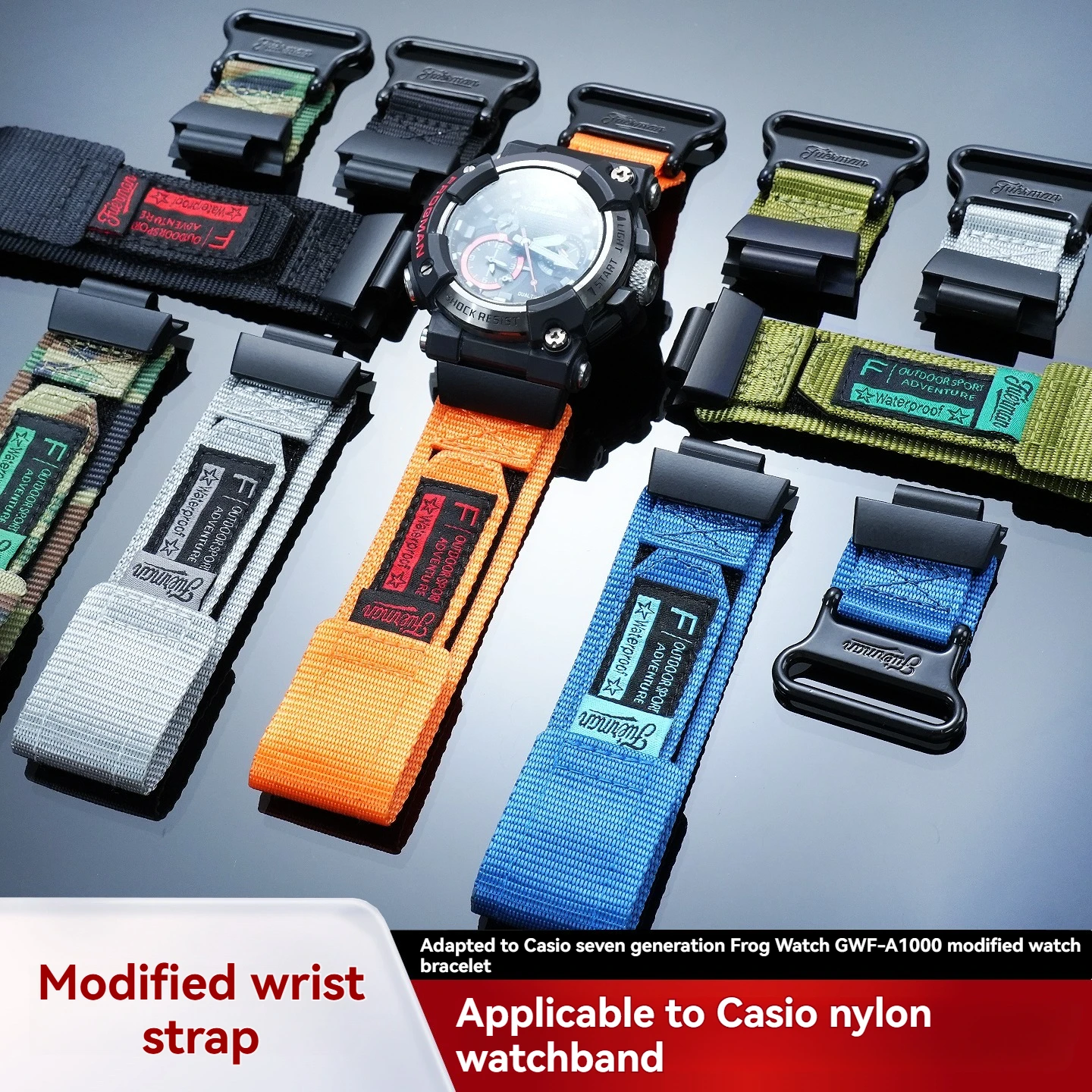 For Casio G-SHOCK 7th Generation Frogman GWF-A1000 Nylon-Specific Outdoor Sports Canvas Waterproof Watch Strap
