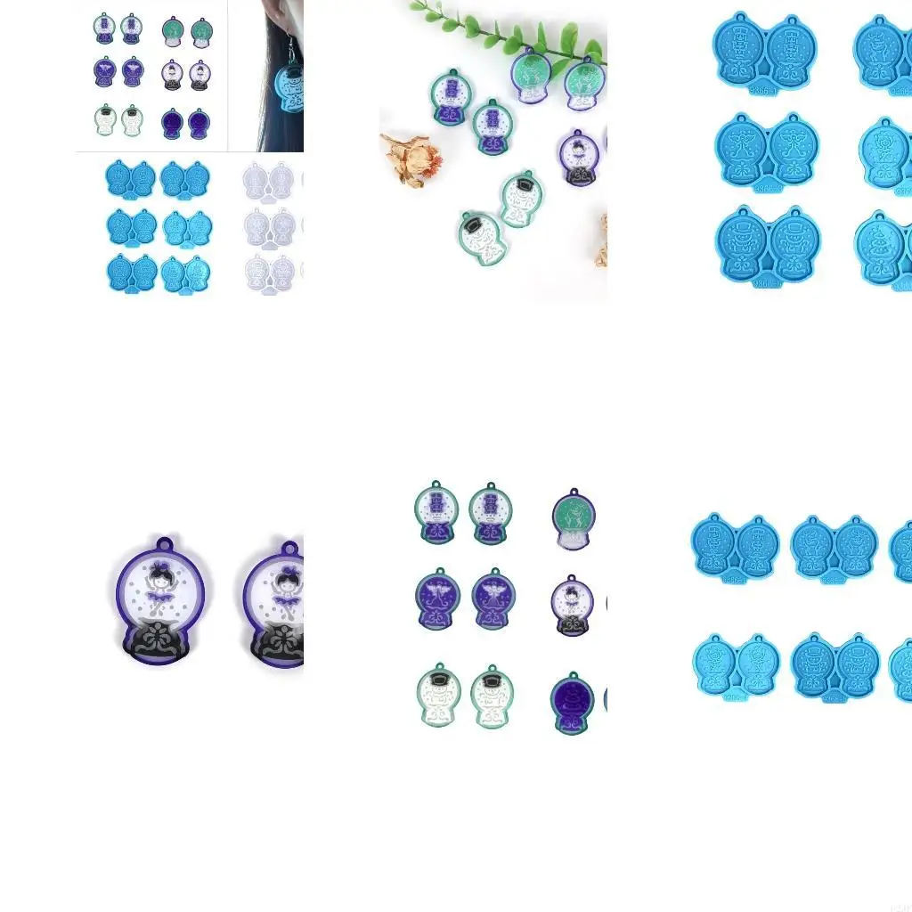 

6 Pcs Crystal Ball Angel Snowman Keychain Mold Crystal Silicone Ornament Mold