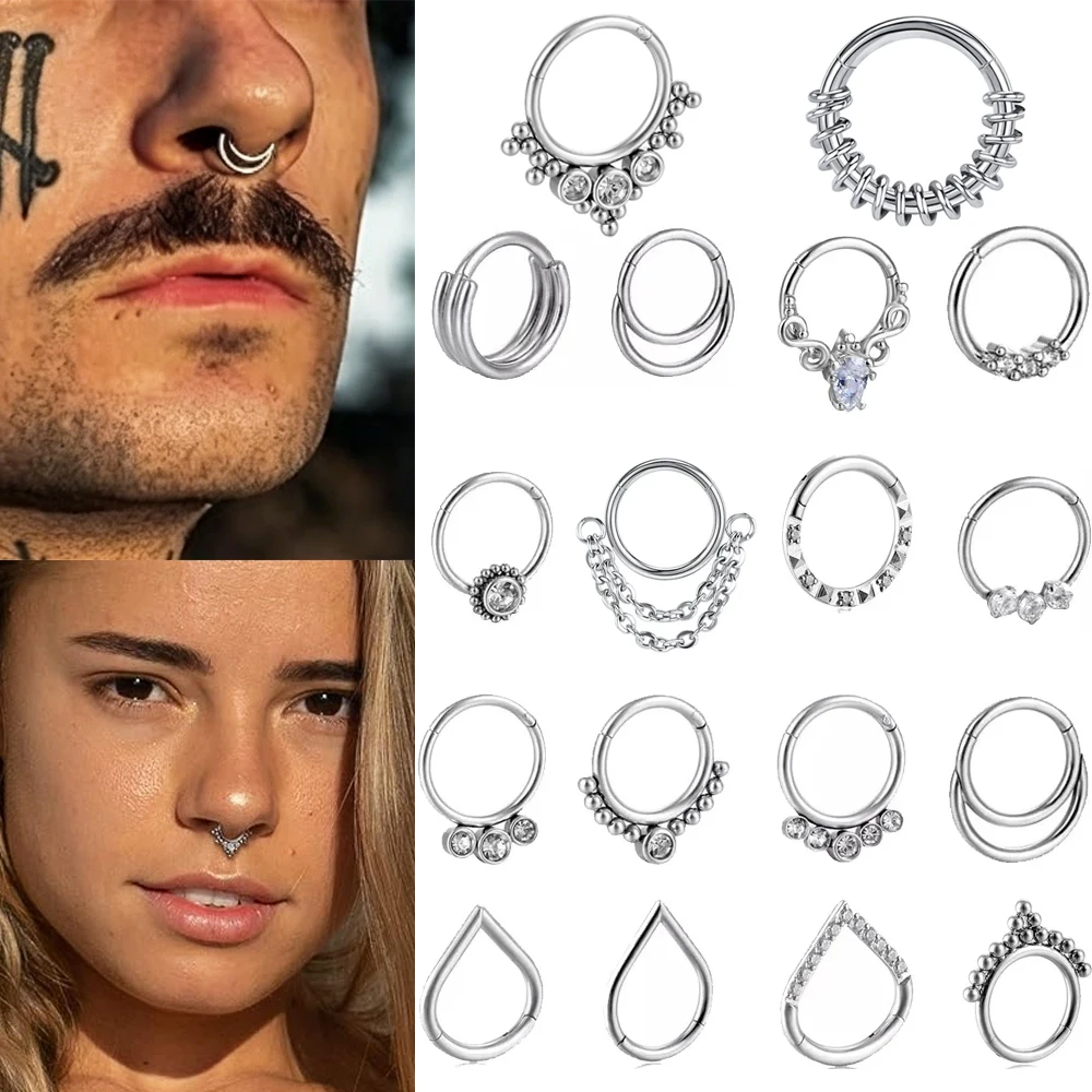 Modischer Edelstahl Nasenring Septum Piercing Nasenpiercing Ohrknorpel Tragus Goth Piercing Nez Opal Körperschmuck