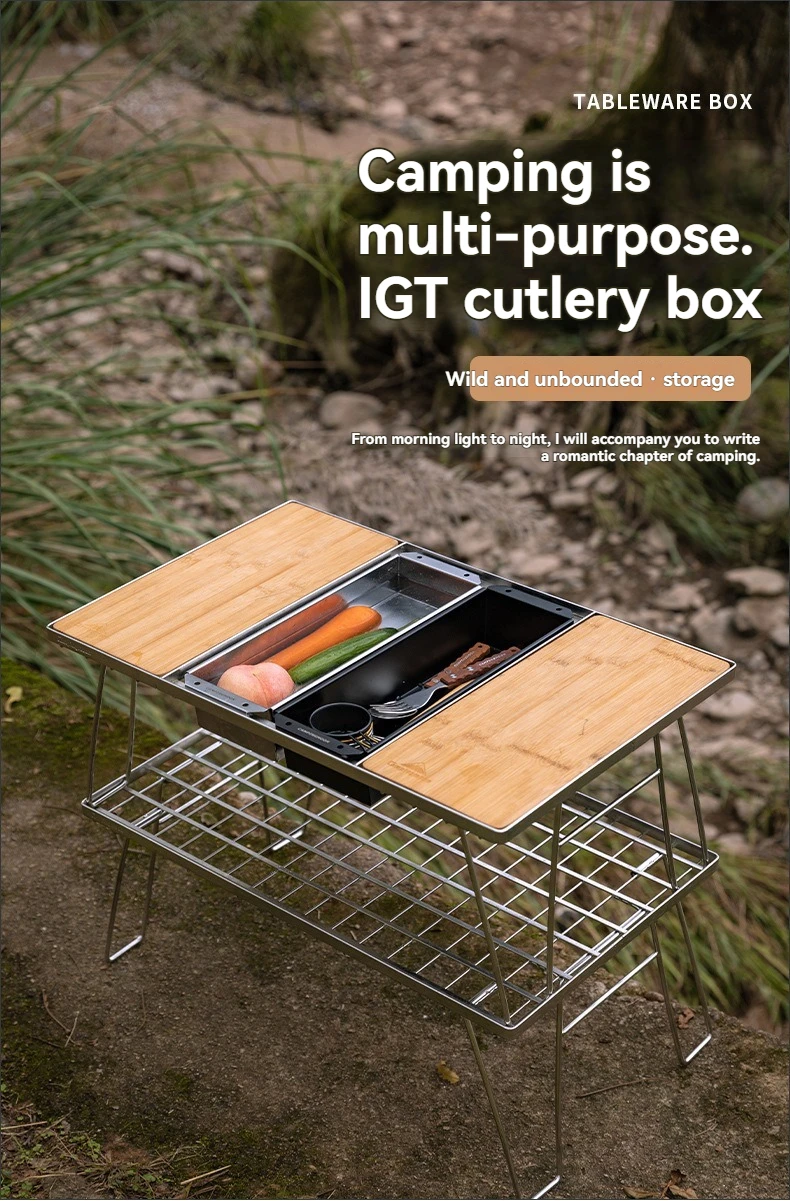 CAMPINGMOON CK-11 Outdoor Camping Reise Picknick Besteck Utensil Edelstahl Lebensmittelbehälter Gemüsebox – Detail 3