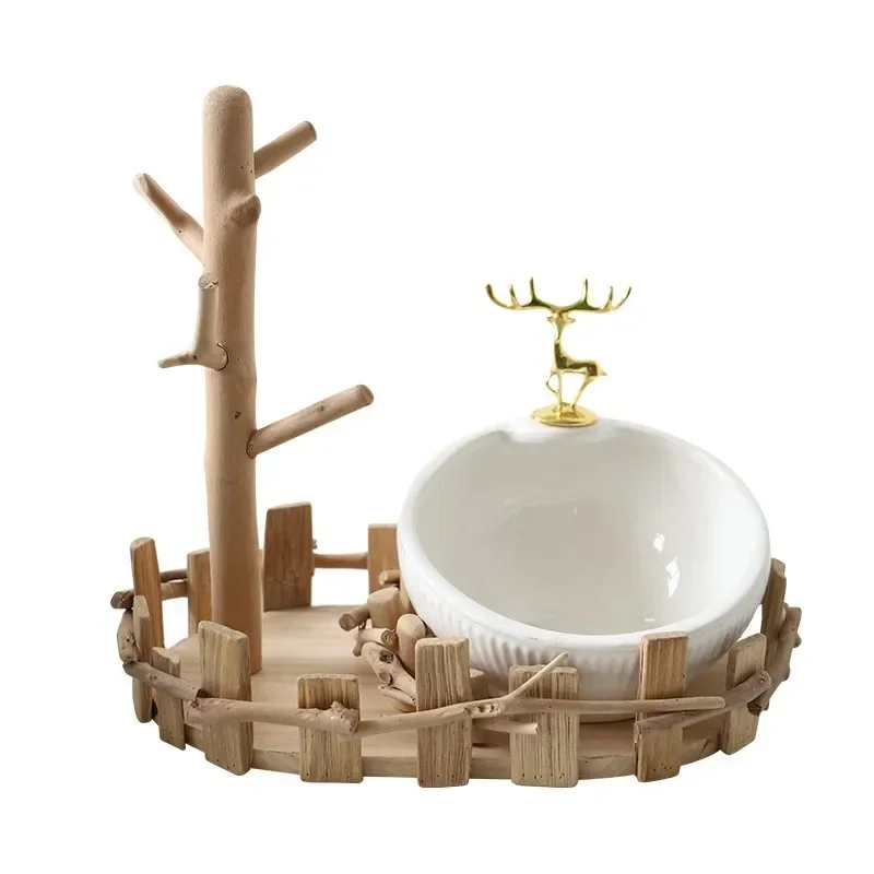 Creative entry entrance entrance wooden key storage rack, ornament living room coffee table home decoration