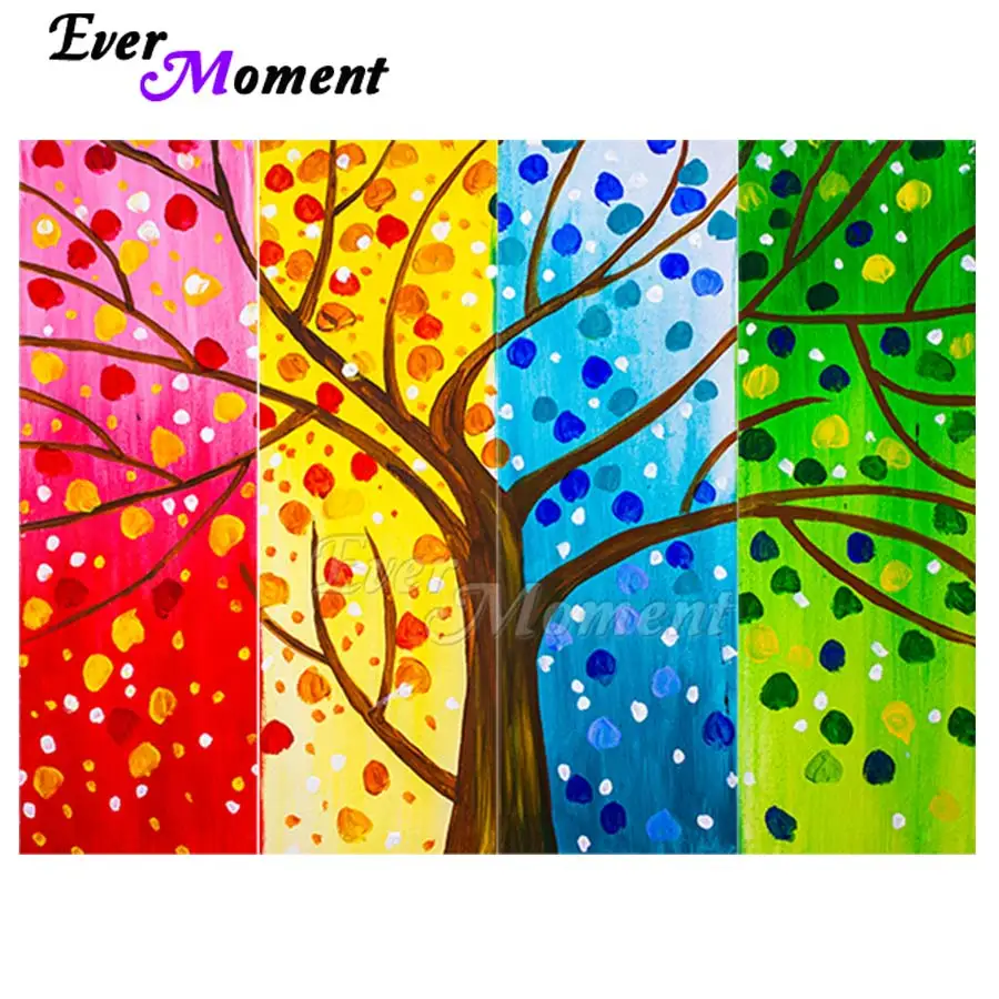 Ever Moment Diamond Painting Full Square Resin Drill Wall Art Decoration Gift Scenic Tree Paint By Diamond Embroidery 1M014