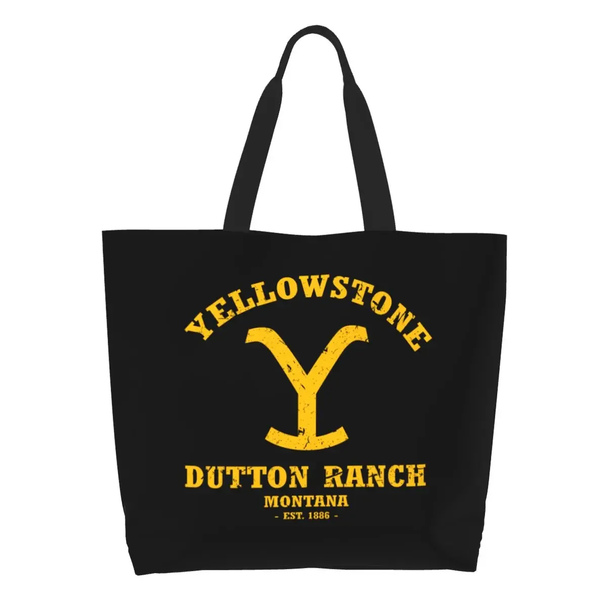 

Custom Yellowstone Dutton Ranch Shopping Canvas Bags Women Durable Large Capacity Grocery Shopper Tote Bags