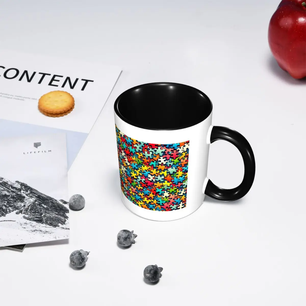 Autism Awareness Colorful Puzzle Piece Print Mug Funny Ceramic Coffee Cups Tea Mugs Milk Cup Drinkware Gift for Woman Man