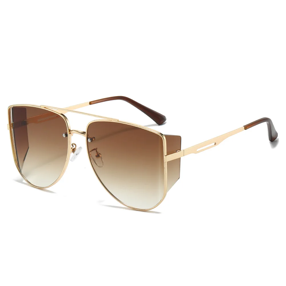 

Gradient Sunset Neon Square Double Rim Metal Frame Sunglasses Wholesale For Men And Women Hot Style Side Lens Eyewear