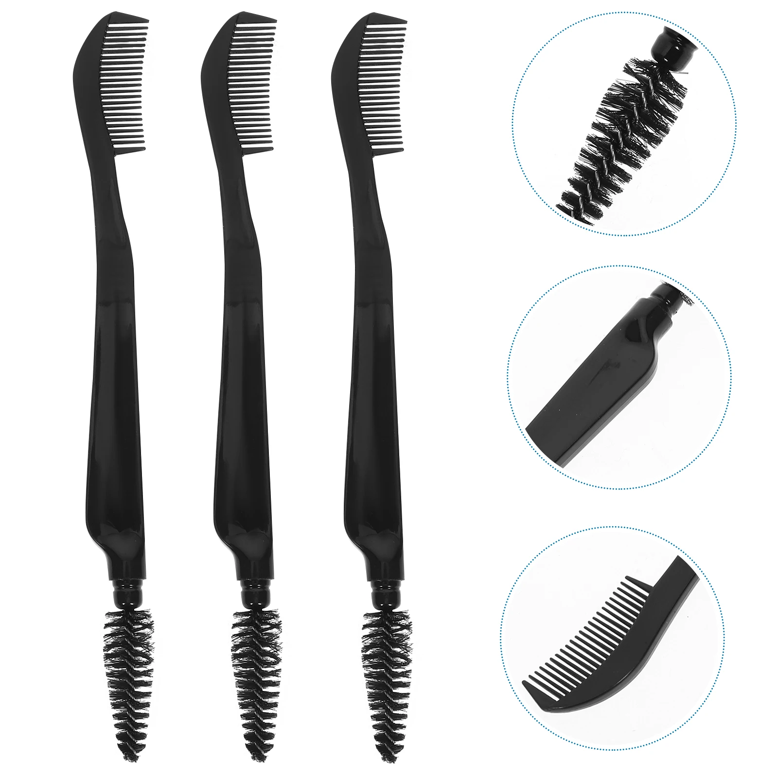 

10pcs Double Headed Eyebrow Brush Eyelash Comb Separator Trimming Tool Practical Daily Use Travel Black Makeup Brushes