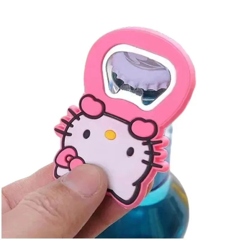 Hello Kitty-Bouteille de bière en silicone aérée, bouteille de vin de dessin animé mignon, coeur girly rose, aimant de réfrigérateur personnalisé