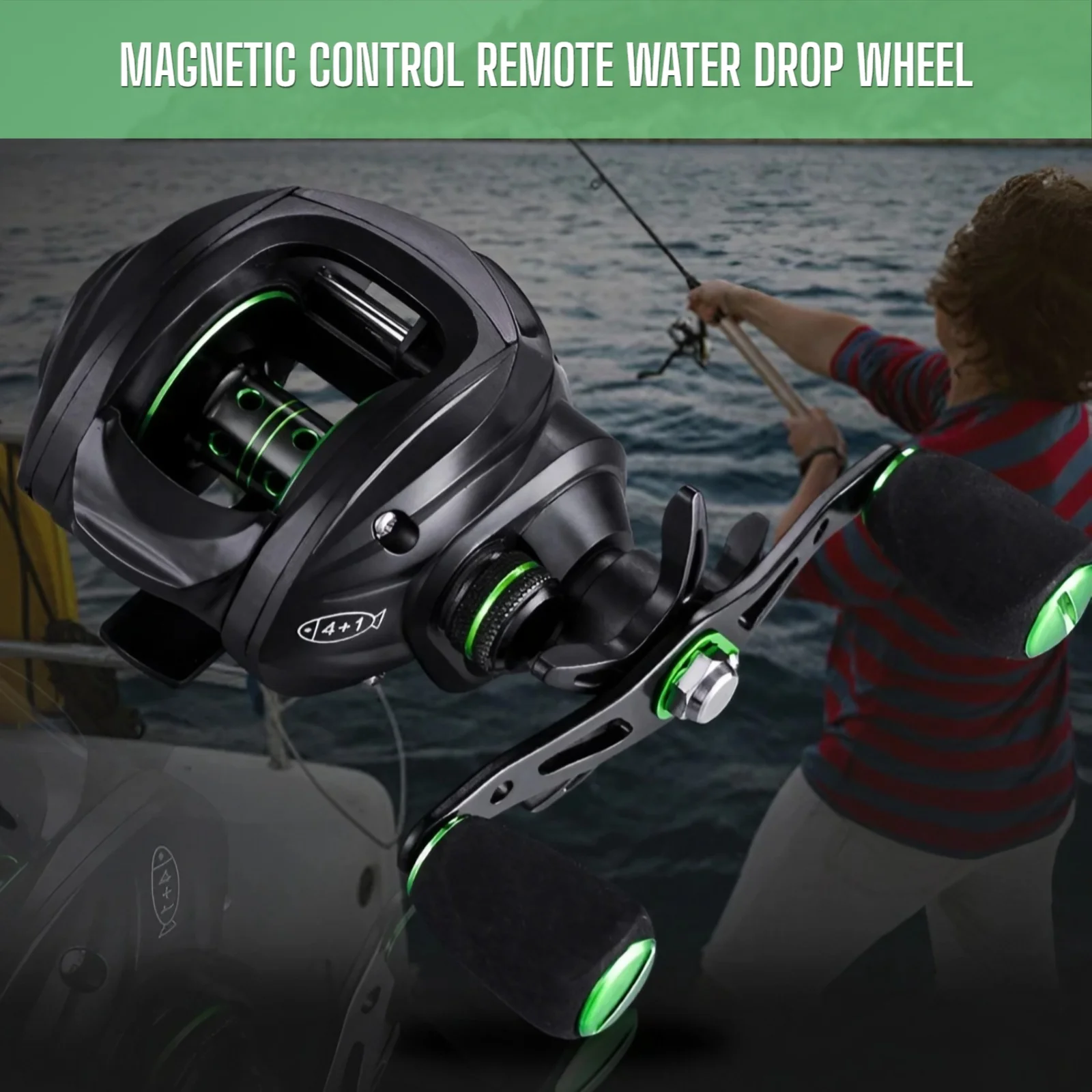 

Professional Baitcasting Reel - 9 Magnetic Brakes Lightweight Metal Waterproof Fishing Reel, 7.2:1 Gear Ratio, 6kg Drag, 205g