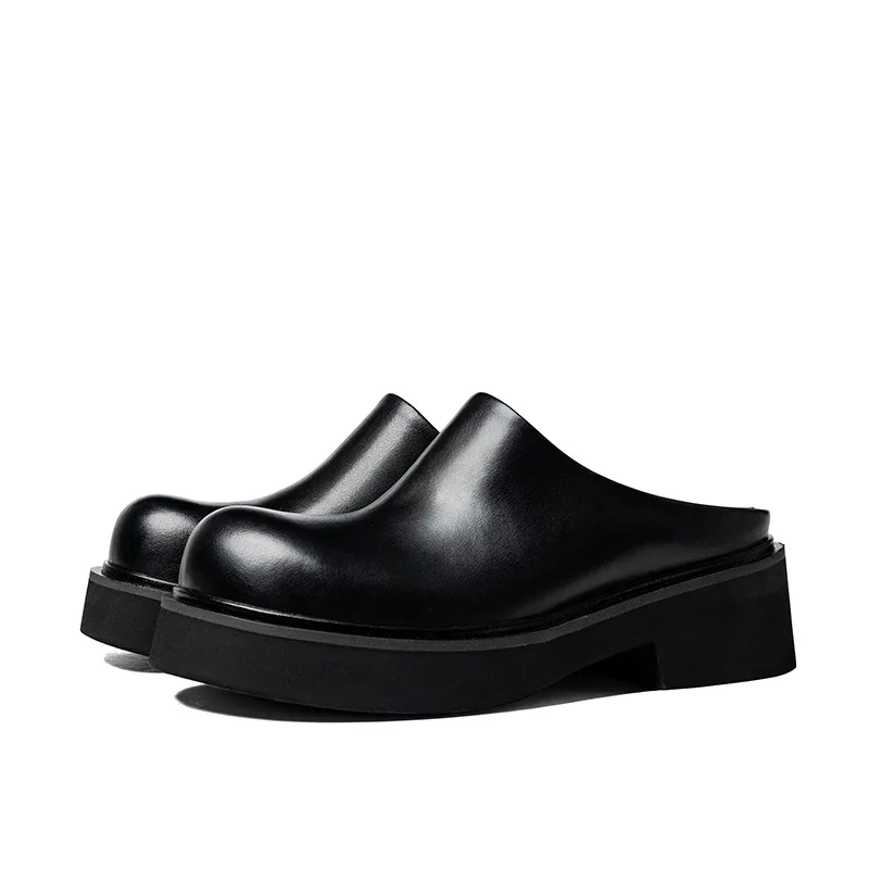 

Деловые сандалии из натуральной кожи, увеличивающие рост, тапочки, элегантное платье, роскошные формальные черные классические подарки ручной работы