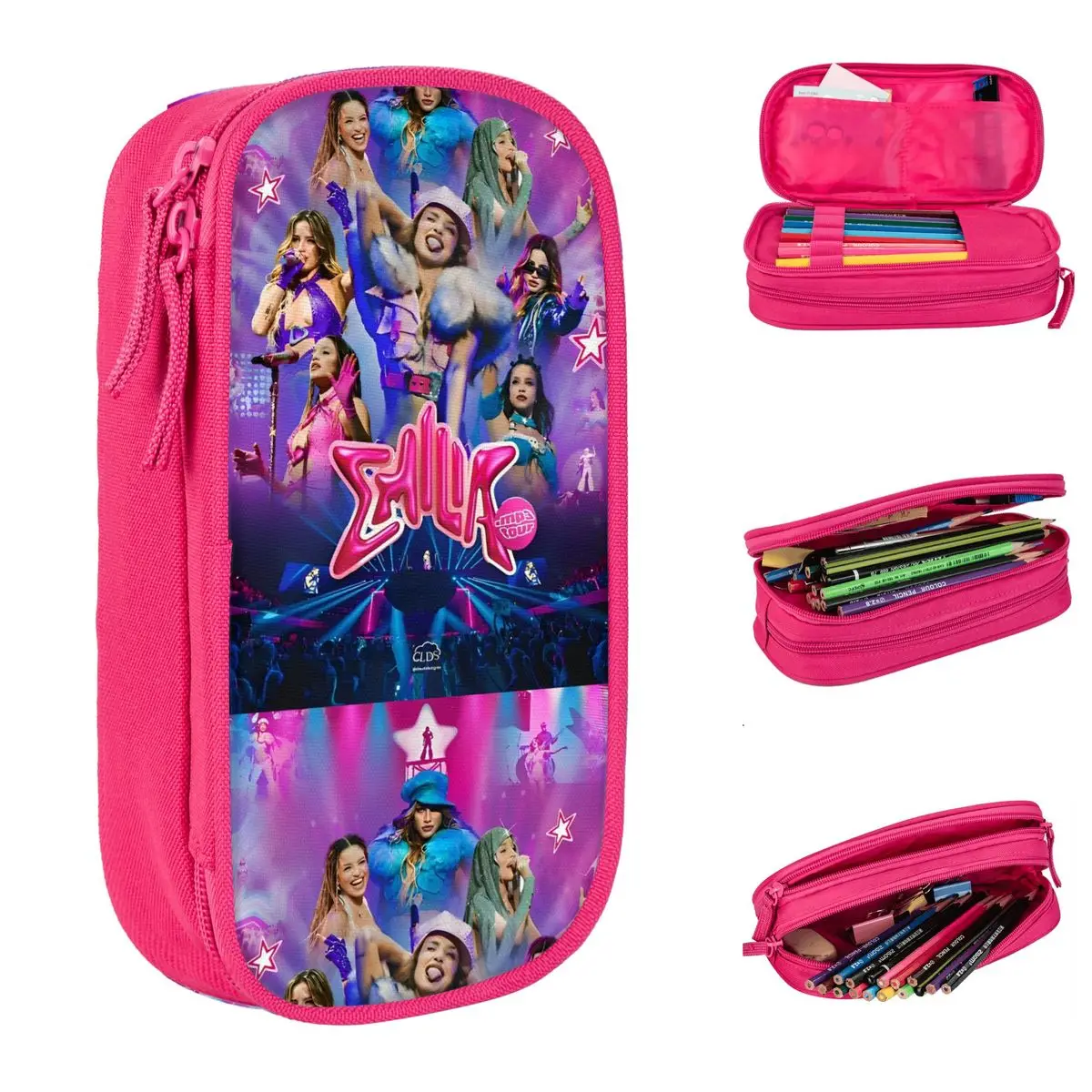 Lovely Singer Emilia Mernes Pencil Cases Emilia Mp3 Pencilcases Pen Box Kids Big Capacity Pencil Bags Office Cosmetic Stationery