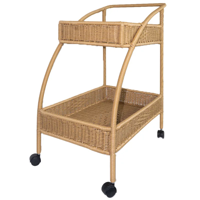 Hotel hotel imitation rattan trolley, commercial restaurant shelf food delivery trolley