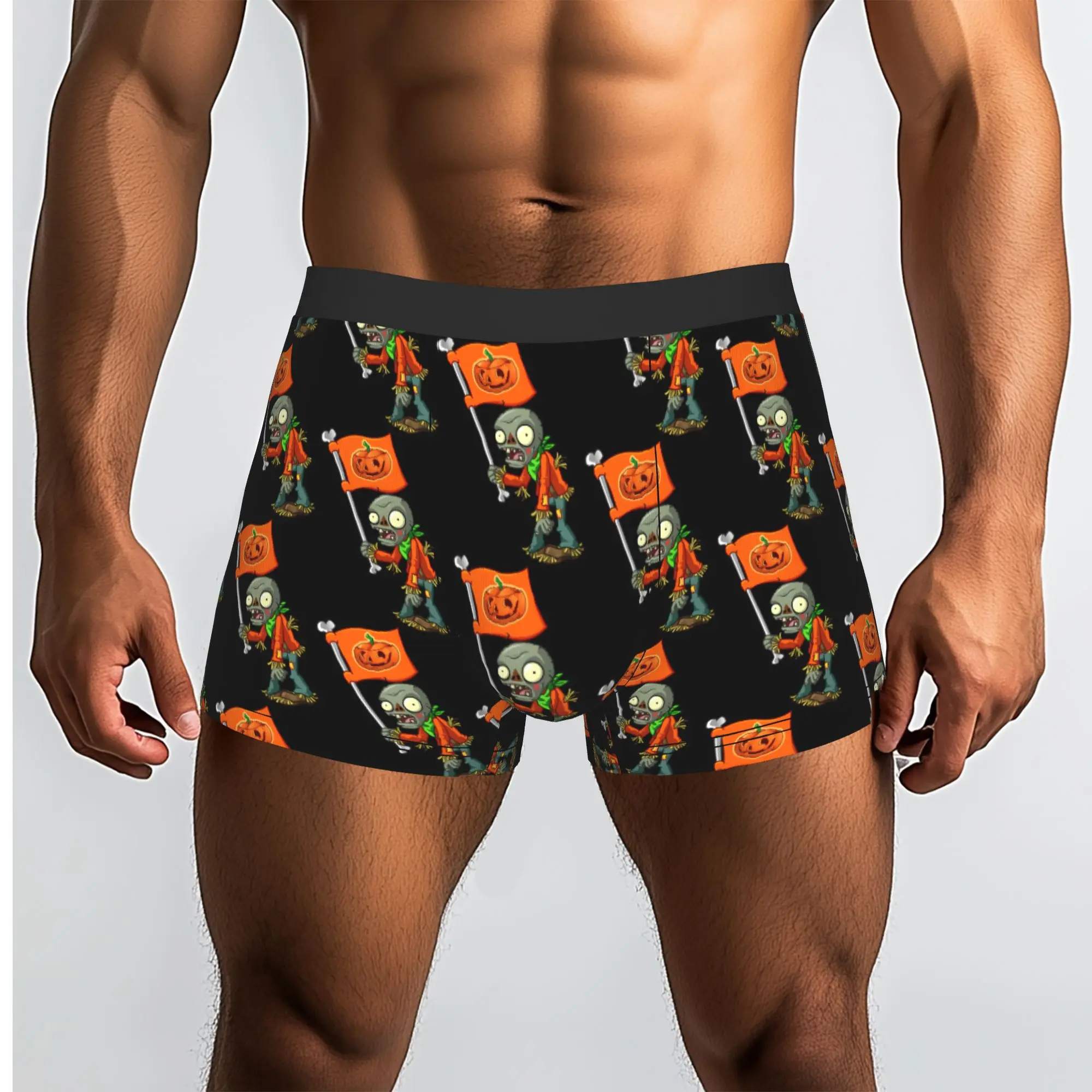 Plants Gaming Zombies Underwear Male Printed Halloween Pumpkin Video Game Boxer Briefs Shorts Panties Breathable Underpants