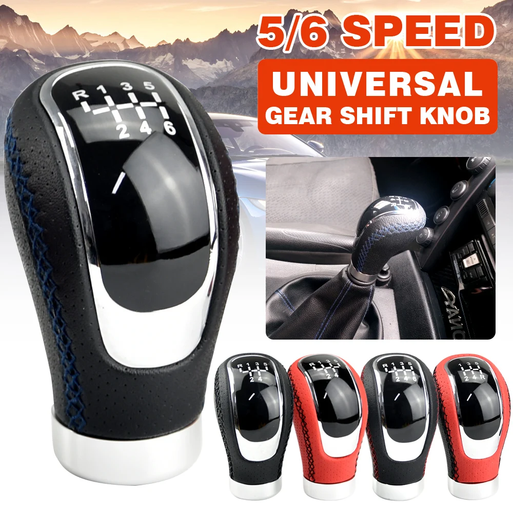 For All Manual Car 5/6 Speed Univers Universal 5/6 Speed Gear Shift Knob Shifter Lever Handle Stick PU Leather Auto Accessories