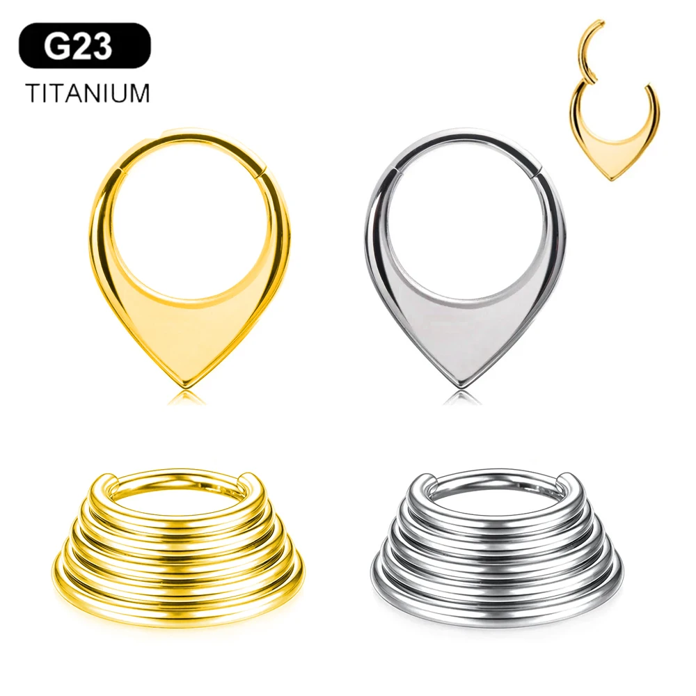 

100%ASTM F136 Titanium Water drop Nose Ring Piercing Five Layer Body Jewelry 16G Septum Clicker Helix Ear Cartilage Daith Hoop