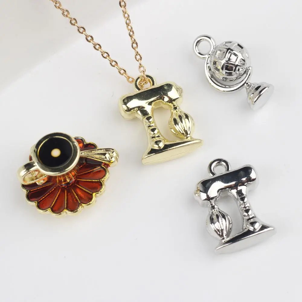 6pcs/lot Zinc Alloy Enamel Coffee Machine Tea Cup Globe Pendant Charms DIY Necklace Bracelet Earrings Accessorie