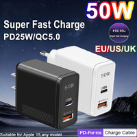 New 50W Super Fast Charging Charger Suitable For Apple 15 pro Huawei And Xiaomi Super Flash Charging EU/US/UK Standards