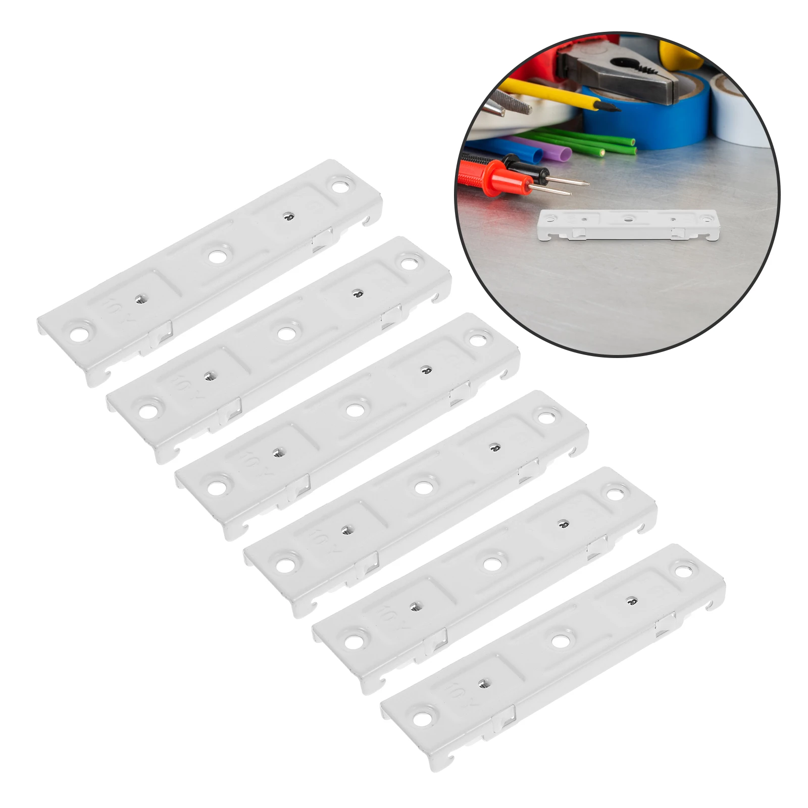 

Stainless Steel Ceiling Mount Connectors For Curtain Tracks Room Divider Accessories 6pcs Wide Iron Brackets White