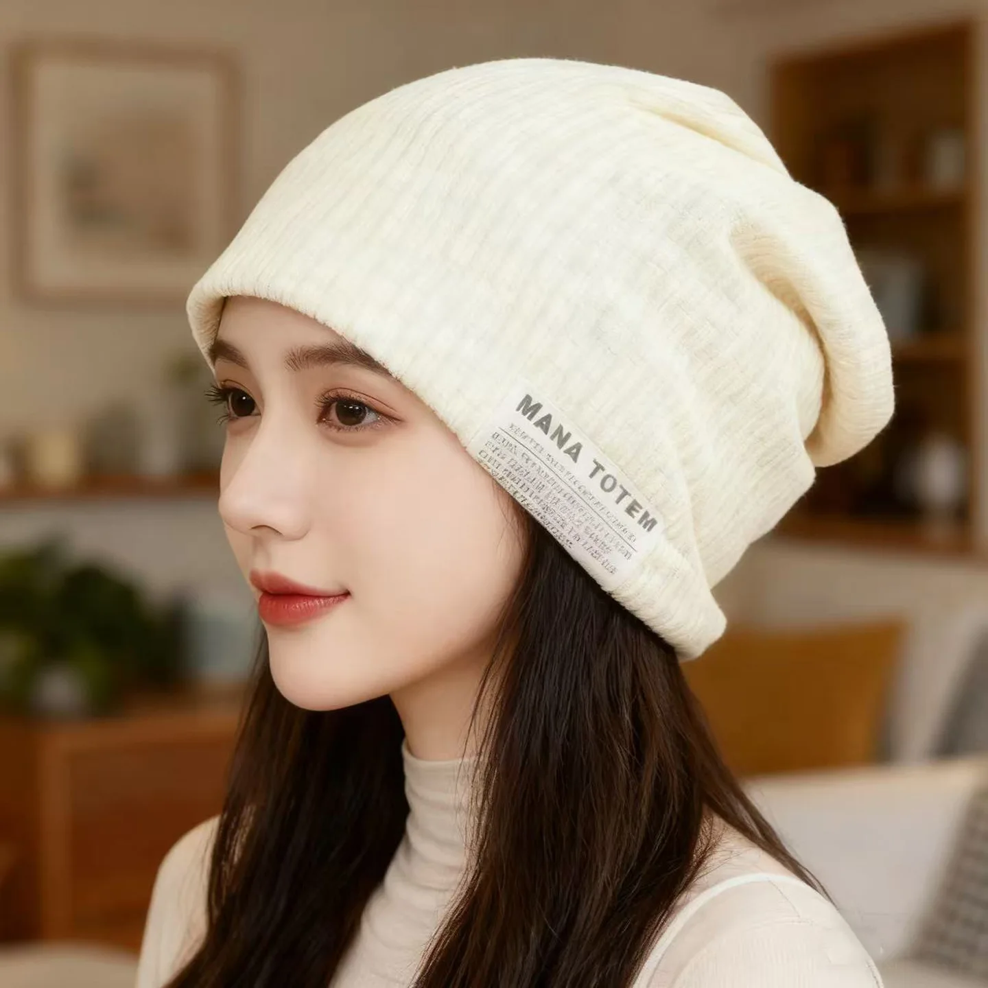 

Trendy Pure Cotton Confinement Hat - Women's Spring Autumn Big Head Circumference Pressure-free Baotou Cold Nightcap