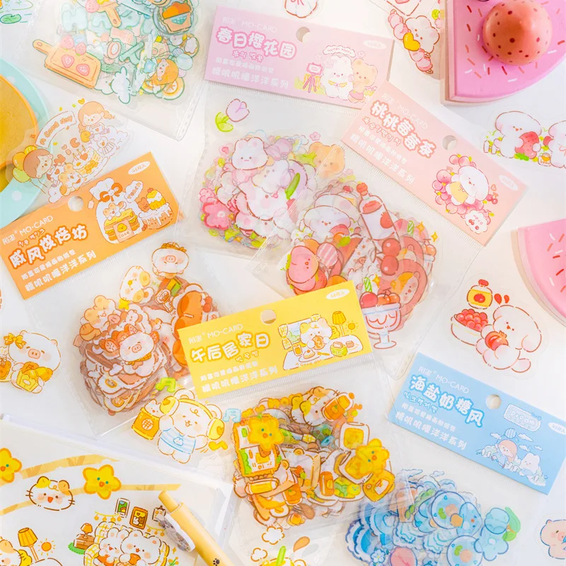 46 Stück/Packung Kawaii Cartoon Aufkleber selbstklebend Diy Hand Konto Tagebuch Album Scrapbooking Junk Journal Supplies