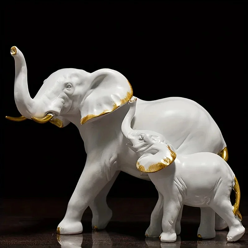 1pairs Elephant Statue and Sculpture Creative Modern Decoration Animal Resin Living Room Dining Table Decoration Crafts